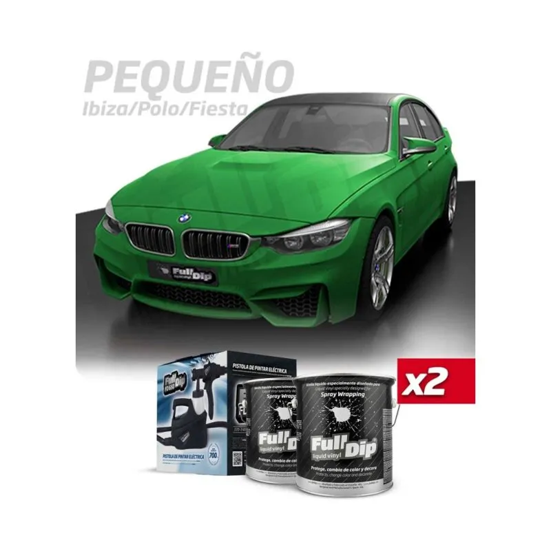 Kit Coche Pequeño Verde Lima Sólido Full Dip