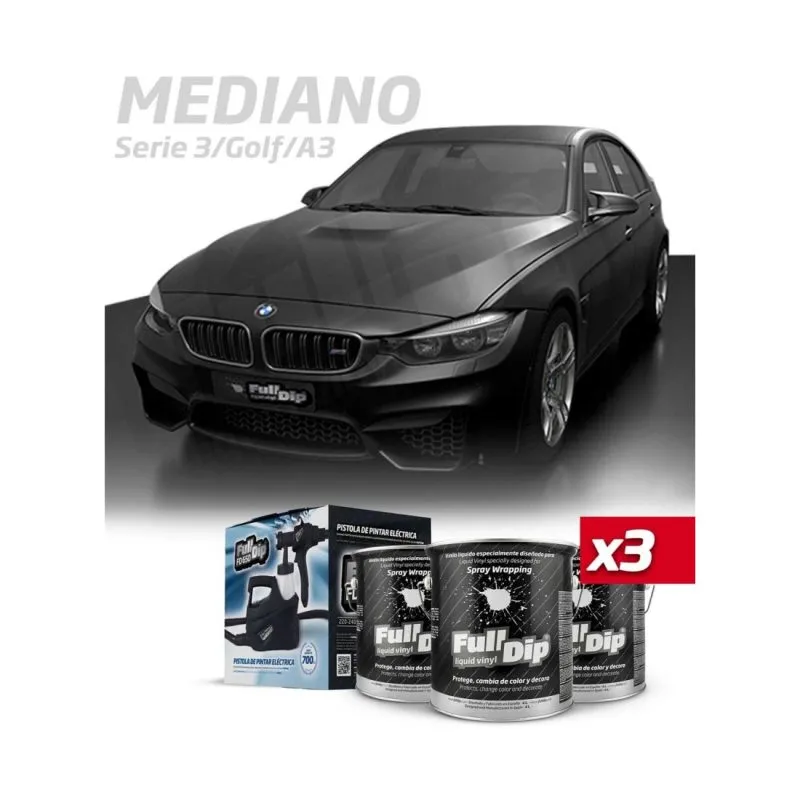 Kit Coche Mediano Negro Metalizado Full Dip
