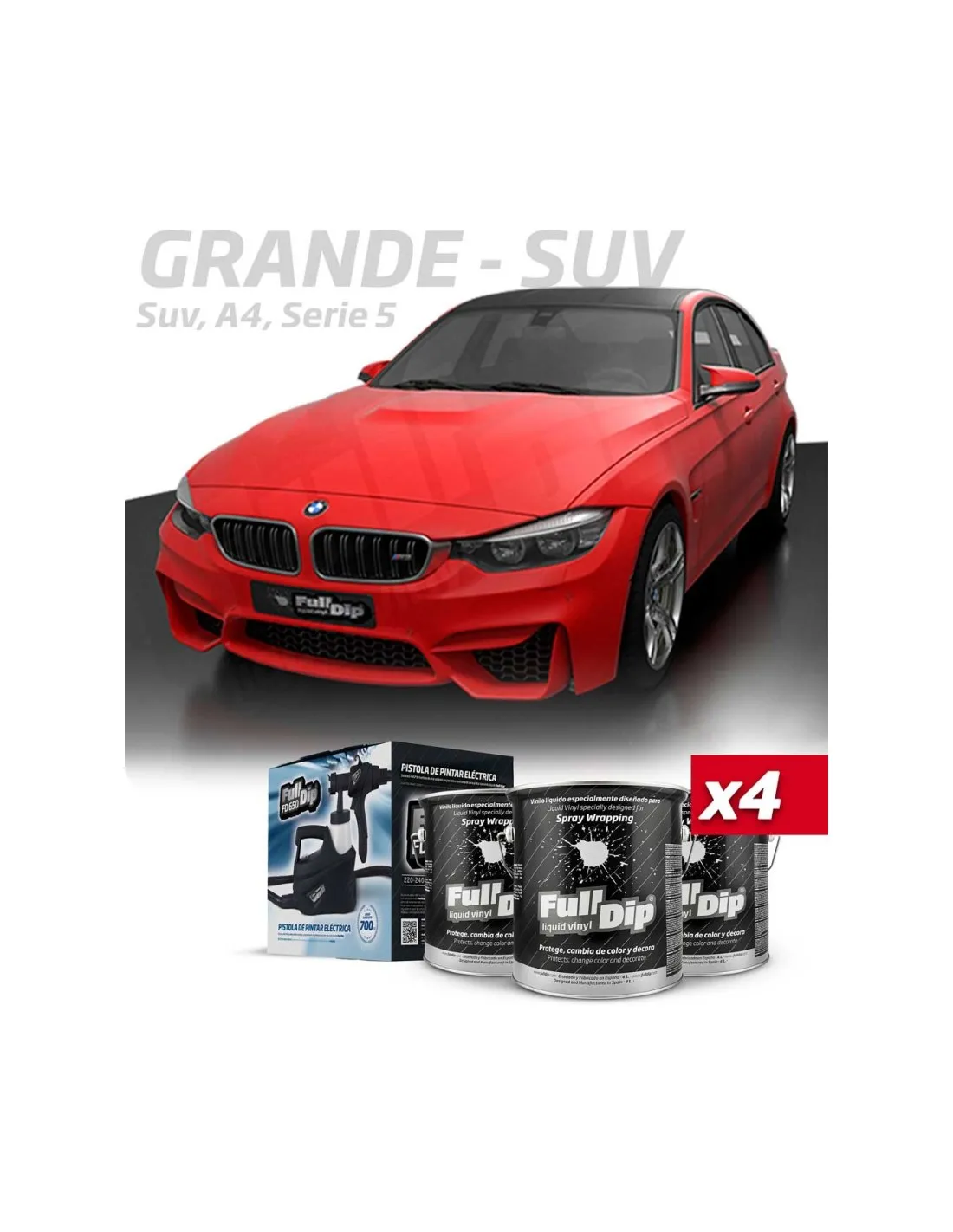 Kit Coche Grande Rojo Sólido Full Dip